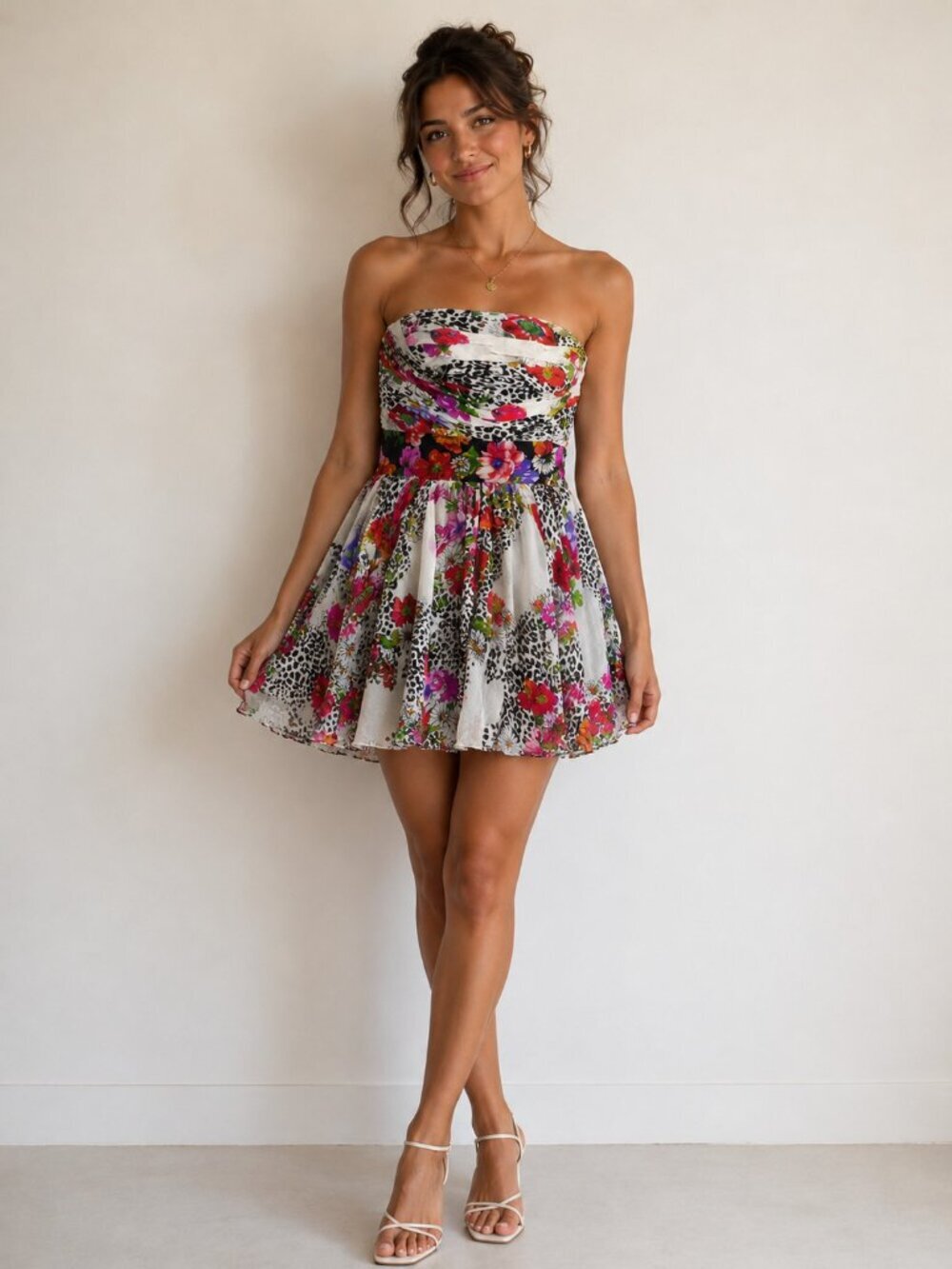 Vintage Y2K Floral Silk Mini Dress 10
